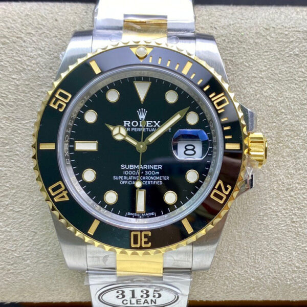 Two Tone Yellow Gold black Dial Ceramic Bezel submariner