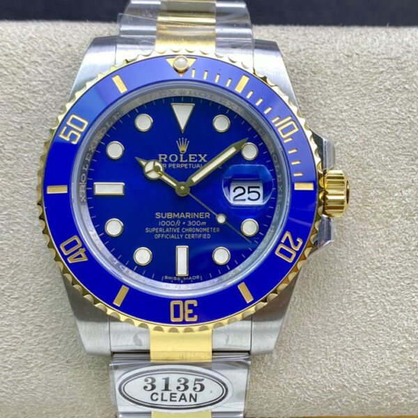 Rolex Submariner Date Blue Dial Two-tone Yellow Gold Swiss Made 5A - Image 2