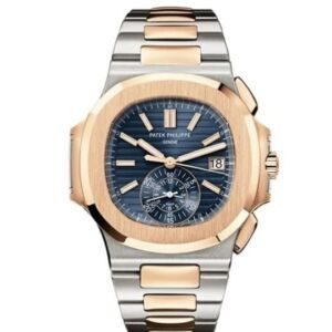 Patek Philippe Nautilus 5980/1AR-001 Chronograph Stainless Steel Rose Gold Blue Dial