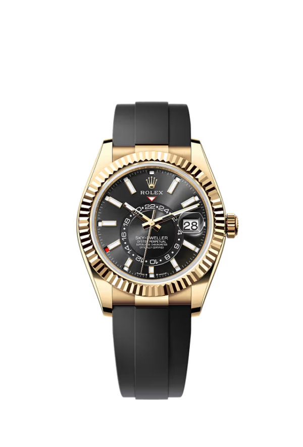 ROLEX Sky-Dweller Black Dial Yellow Gold  - Oysterflex REF: 336238